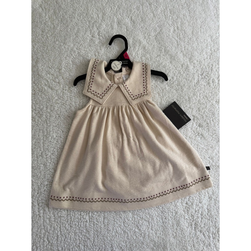 Modern Moments by Gerber Baby Girls 18M Cream Knit Dress and Diaper Cover Set